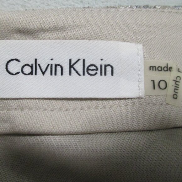 Calvin Klein Dress Feminine lacy tan/beige with stretch like new size 10 - Picture 2 of 10